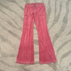 Barbie pink 💞 juicy couture flare velour pants. Size small